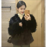Fuzzy Short V-neck Coat