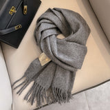Pure Wool Students Warm-keeping All-matching Tassel Narrow Scarf Couple Wholesale