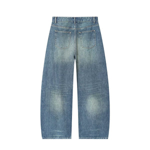 Fashionable Versatile Mid-waist Loose Rolled-edge Ripped Jeans