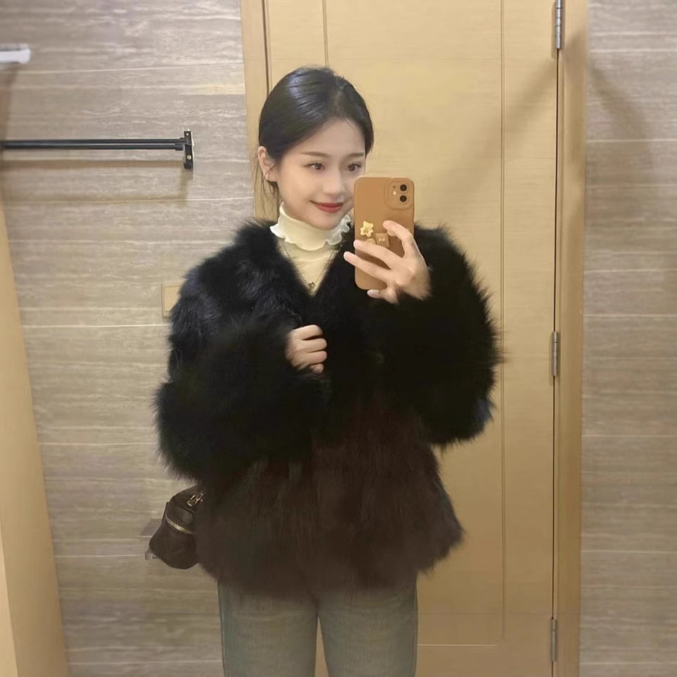 Fuzzy Short V-neck Coat