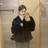 Fuzzy Short V-neck Coat