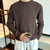 Light Mature Men's Autumn And Winter Thick Ribbed Round Neck Sweater