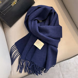 Pure Wool Students Warm-keeping All-matching Tassel Narrow Scarf Couple Wholesale