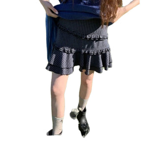 Retro Fresh And Fashionable Plaid A-word Skirt