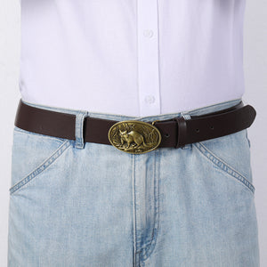 Fashion Buttonless Head Eyelet Men's Belt