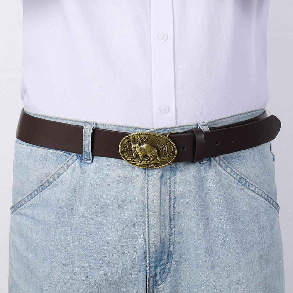 Fashion Buttonless Head Eyelet Men's Belt