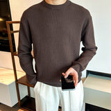 Light Mature Men's Autumn And Winter Thick Ribbed Round Neck Sweater