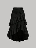 Sweet High-waisted Slimming Ruffled Hem Skirt For Women