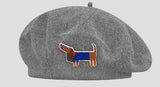 Cute Embroidered Dog Hollow-out Thin Knit Beret