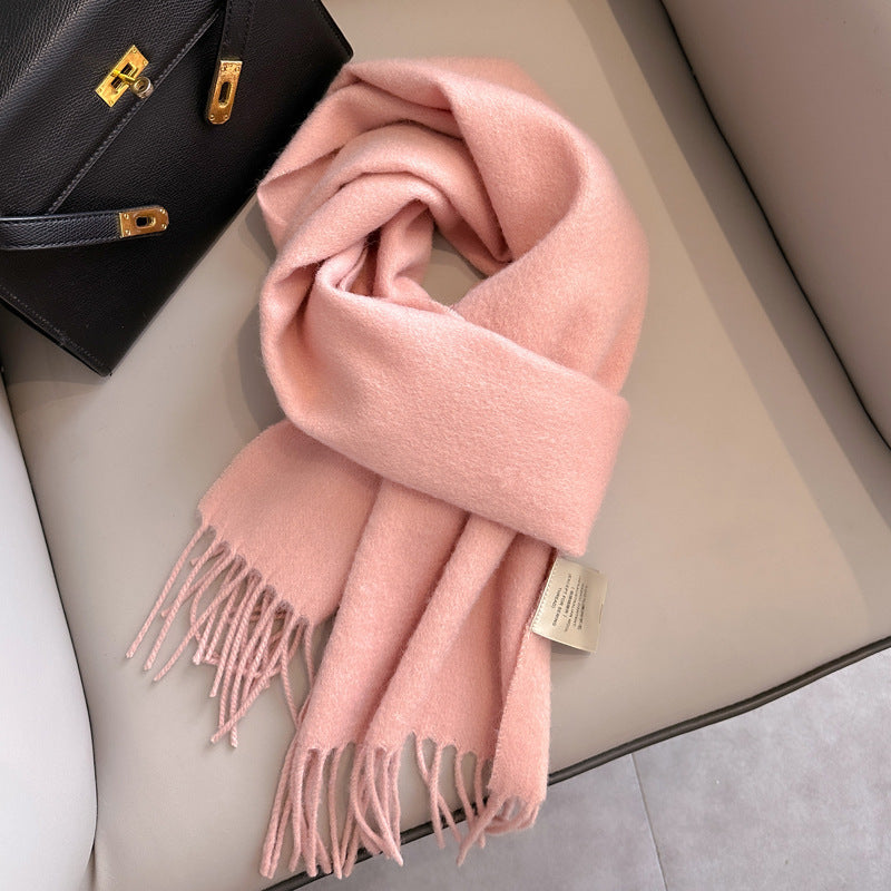 Pure Wool Students Warm-keeping All-matching Tassel Narrow Scarf Couple Wholesale