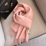 Pure Wool Students Warm-keeping All-matching Tassel Narrow Scarf Couple Wholesale