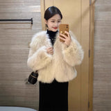 Fuzzy Short V-neck Coat