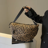 Retro Leopard Print Chest Bag Casual Canvas Large Capacity Fashionable And Versatile