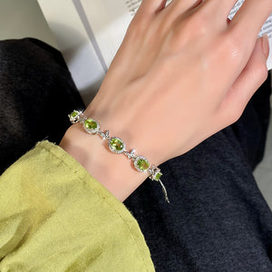 S925 Sterling Silver Inlaid Natural Crystal Butterfly Bracelet