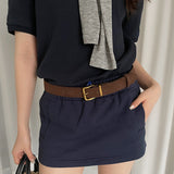 Suede Belt Women's Preppy Style With Skirt Jeans Strap Decoration