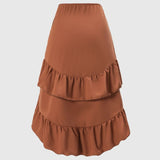 Sweet High-waisted Slimming Ruffled Hem Skirt For Women