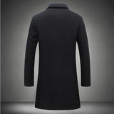 Men's Mid-length Trench Coat Fall Winter Slim Pockets Single-breasted Collar Jacket  Casual Business Comfortable Overcoat Clothing