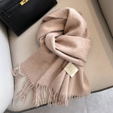 Pure Wool Students Warm-keeping All-matching Tassel Narrow Scarf Couple Wholesale