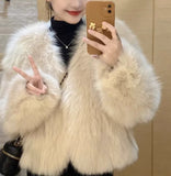 Fuzzy Short V-neck Coat