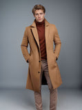 Men's Mid-length Trench Coat Fall Winter Slim Pockets Single-breasted Collar Jacket  Casual Business Comfortable Overcoat Clothing