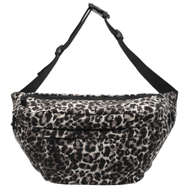 Retro Leopard Print Chest Bag Casual Canvas Large Capacity Fashionable And Versatile