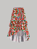Sweet High-waisted Slimming Ruffled Hem Skirt For Women