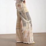 Retro Loose Printed Wide-leg Straight Women