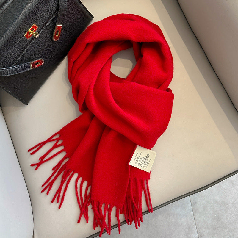 Pure Wool Students Warm-keeping All-matching Tassel Narrow Scarf Couple Wholesale