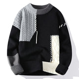 Ins Colorblock Pullover Sweater Winter Fashion Long Sleeve Knitted Top Men's Clothing