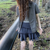 Retro Fresh And Fashionable Plaid A-word Skirt