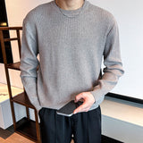 Light Mature Men's Autumn And Winter Thick Ribbed Round Neck Sweater