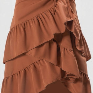 Sweet High-waisted Slimming Ruffled Hem Skirt For Women