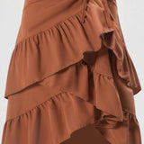 Sweet High-waisted Slimming Ruffled Hem Skirt For Women