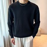 Light Mature Men's Autumn And Winter Thick Ribbed Round Neck Sweater