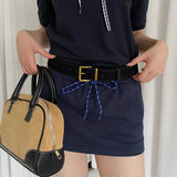 Suede Belt Women's Preppy Style With Skirt Jeans Strap Decoration
