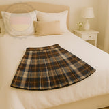 Plaid Pleated Mini Skirt - Cotton-Blend Tartan Skirt - Made In Germany