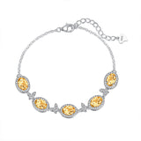 S925 Sterling Silver Inlaid Natural Crystal Butterfly Bracelet