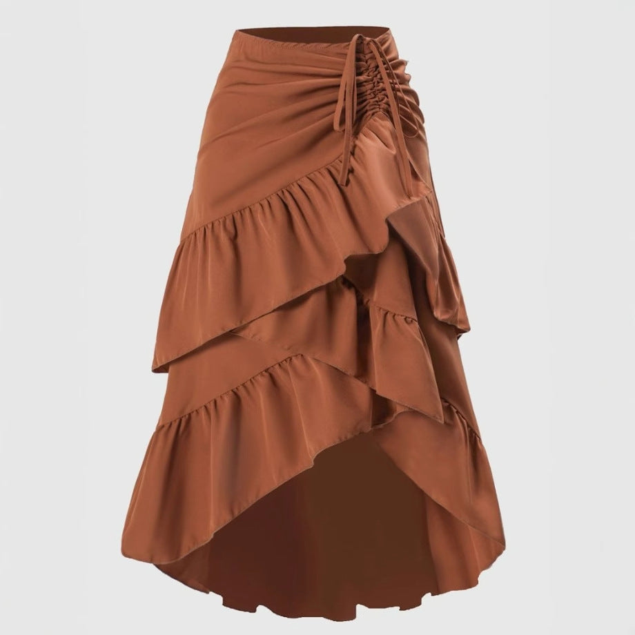 Sweet High-waisted Slimming Ruffled Hem Skirt For Women