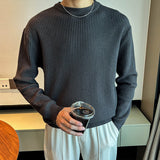 Light Mature Men's Autumn And Winter Thick Ribbed Round Neck Sweater