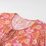 Women's New Fashion Viscose Wrinkle Print Short Sleeve Embroidered Shirt