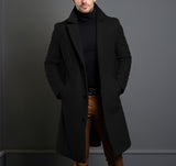Men's Mid-length Trench Coat Fall Winter Slim Pockets Single-breasted Collar Jacket  Casual Business Comfortable Overcoat Clothing